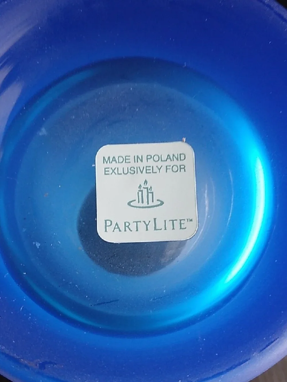 PartyLite Ocean Blue Frosted Glass Cylinder Votive Holder